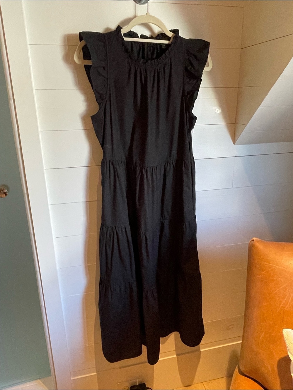 J. Crew Black Ruffle-Trim Tiered Maxi Dress